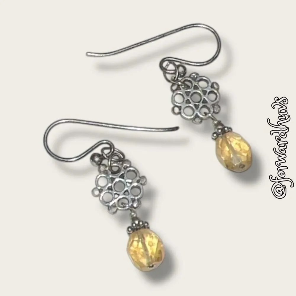 Bundle Sale 3 for $15 | Silver-Tone Dangle Earrings with Yellow Bead